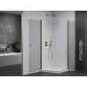 Mexen Pretoria Duo Hinged Shower Cabin 70 x 70 cm, Transparent, Gold + Flat Shower Tray - 852-070-070-50-02-4010G
