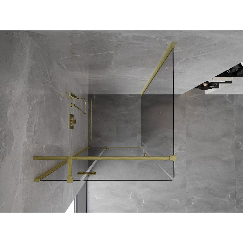 Mexen Mist-H T Left Hinged Shower Cabin 85 x 85 cm, Transparent, Brushed Gold - 8A5T-085-085-55-00-L