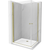 Mexen Pretoria Duo Hinged Shower Enclosure 80 x 70 cm, Transparent, Gold + Flat Tray - 852-080-070-50-02-4010G