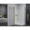 Mexen Pretoria Duo Hinged Shower Enclosure 80 x 70 cm, Transparent, Gold + Flat Tray - 852-080-070-50-02-4010G