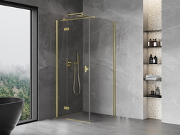 Mexen Mist H T hinged shower enclosure left 90 x 90 cm, transparent, brushed gold - 8A5T-090-090-55-00-L