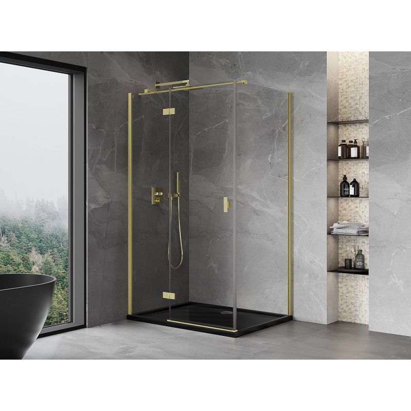 Mexen Mist-H T Left-Hand Hinged Shower Enclosure 120 x 70 cm, Transparent, Brushed Gold - 8A5T-120-070-55-00-L