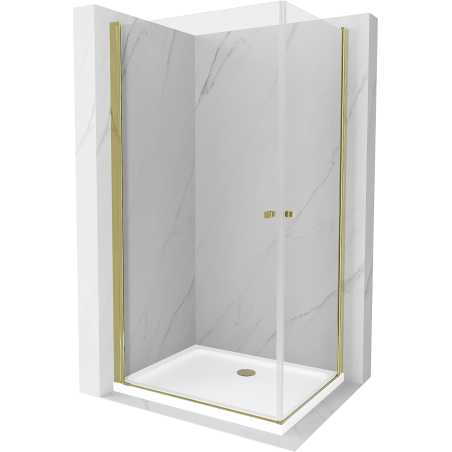 Mexen Pretoria Duo hinged shower cabin 90 x 80 cm, transparent, gold + Flat tray - 852-090-080-50-02-4010G