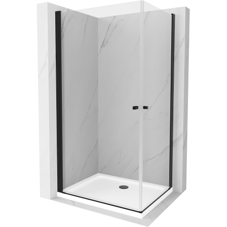 Mexen Pretoria Duo Shower Enclosure 80 x 70 cm, Transparent, Black + Flat Tray - 852-080-070-70-02-4010B