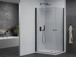 Mexen Pretoria Duo Shower Enclosure 80 x 70 cm, Transparent, Black + Flat Tray - 852-080-070-70-02-4010B