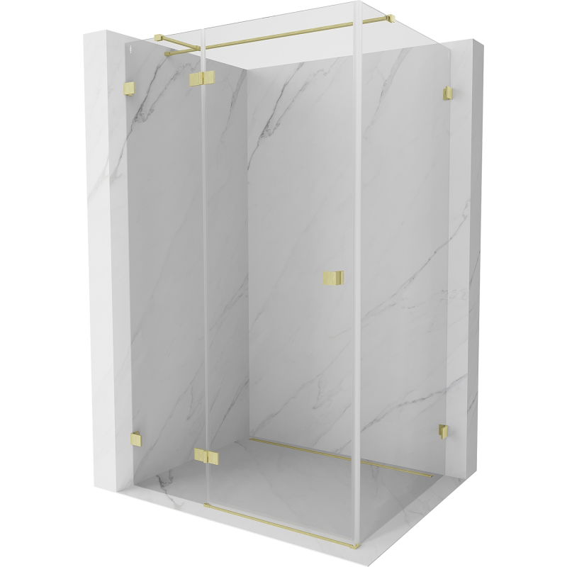 Mexen Lunar T left swinging shower enclosure 75 x 100 cm, transparent, brushed gold - 834T-075-100-55-00-L