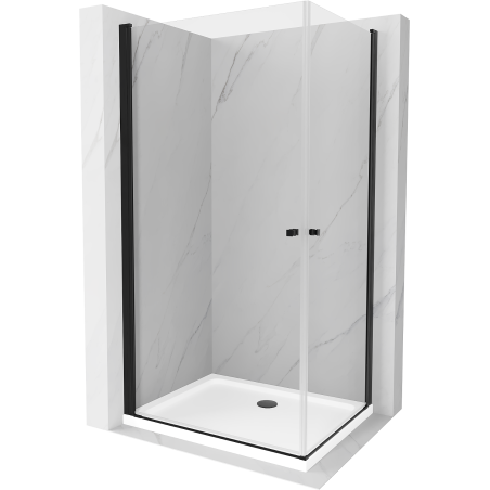 Mexen Pretoria Duo hinged shower cabin 90 x 80 cm, transparent, black + Flat shower tray - 852-090-080-70-02-4010B