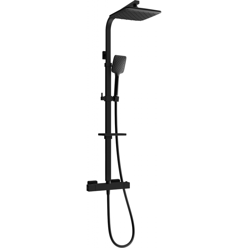 Mexen CQ62 surface-mounted shower set with a rainmaker and thermostatic mixer tap, Black - 772506295-70