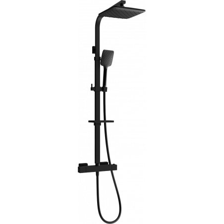 Mexen CQ62 surface-mounted shower set with a rainmaker and thermostatic mixer tap, Black - 772506295-70