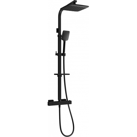 Mexen CQ62 surface-mounted shower set with rain shower head and thermostatic mixer, black - 772506295-70