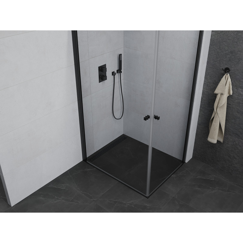 Mexen Pretoria Duo Swing Shower Cabin 100 x 90 cm, Transparent, Black - 852-100-090-70-00-02
