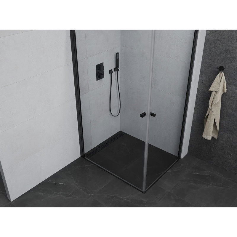 Mexen Pretoria Duo Swing Shower Enclosure 100 x 90 cm, Transparent, Black - 852-100-090-70-00-02