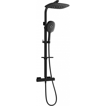 Mexen CQ22 Exposed Shower Set with Overhead Shower and Thermostatic Mixer, Black - 772502295-70