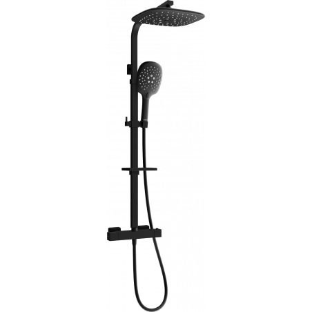 Mexen CQ22 surface-mounted shower set with a rainmaker and thermostatic mixer tap, Black - 772502295-70