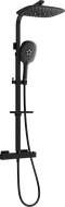 Mexen CQ22 Exposed Shower Set with Overhead Shower and Thermostatic Mixer, Black - 772502295-70