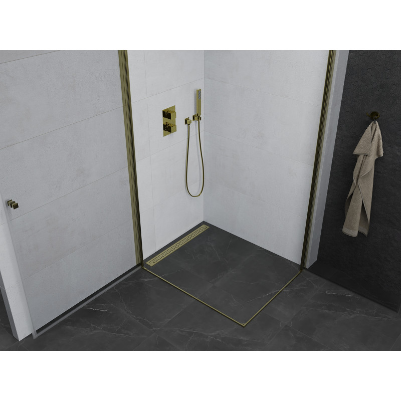 Mexen Pretoria Duo swing shower cabin 100 x 90 cm, transparent, gold - 852-100-090-50-00-02