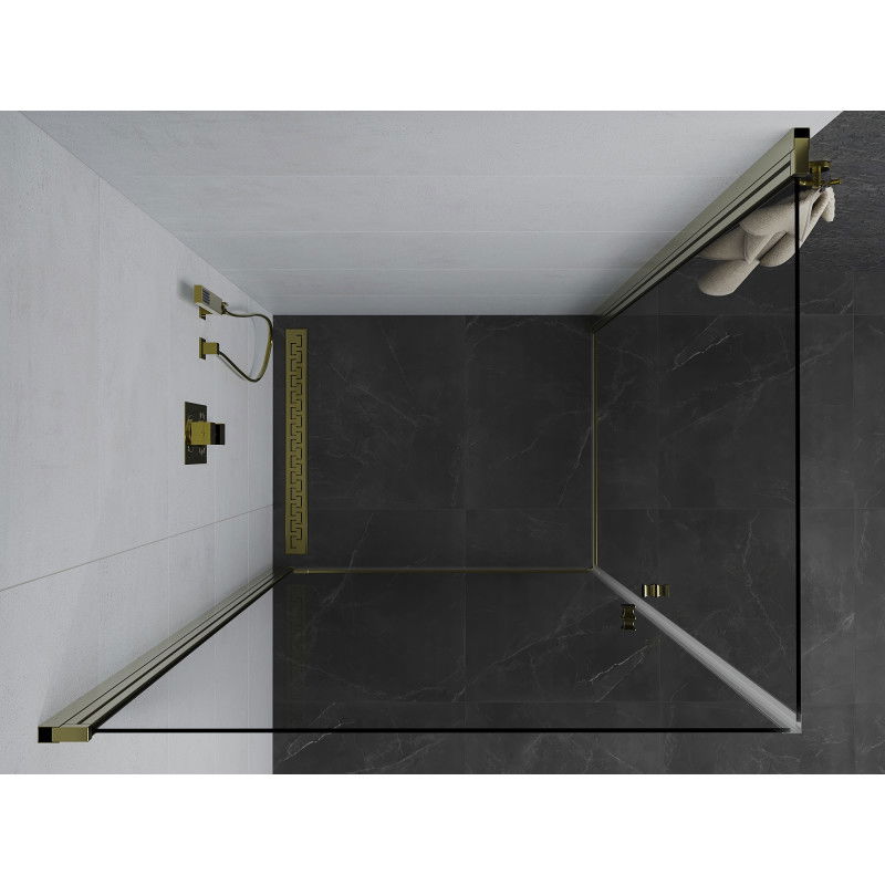 Mexen Pretoria Duo hinged shower cabin 100 x 90 cm, transparent, gold - 852-100-090-50-00-02