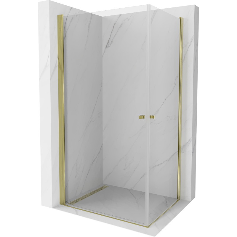 Mexen Pretoria Duo shower enclosure hinged 100 x 90 cm, transparent, gold - 852-100-090-50-00-02