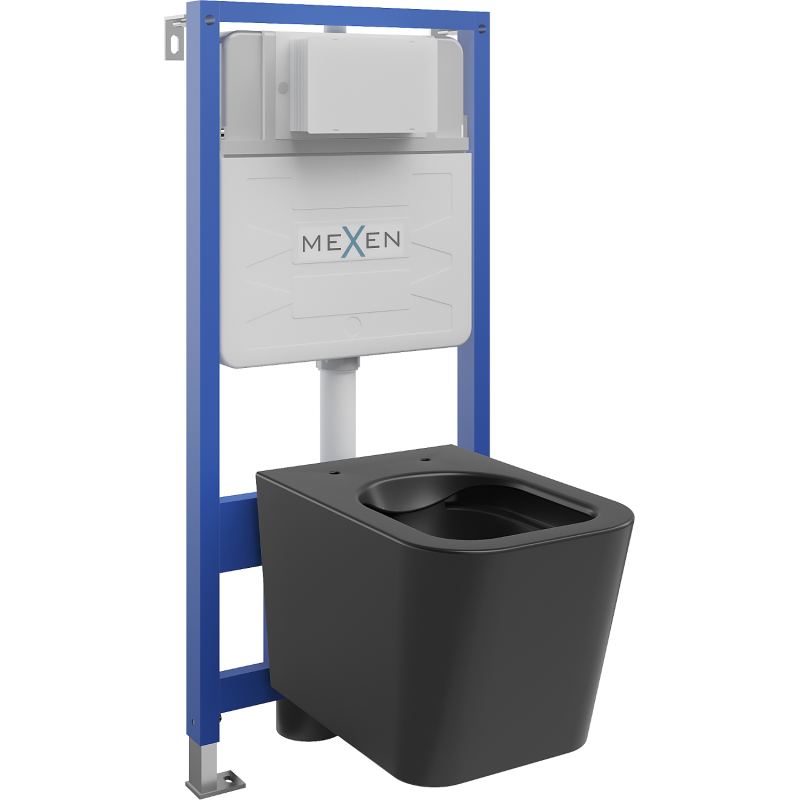 Mexen recessed WC set Fenix Slim frame with Teo WC bowl, black matte - 6103385XX85
