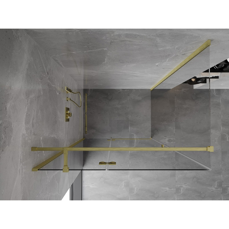 Mexen Mist-H T left hinged shower enclosure 105 x 110 cm, transparent, brushed gold - 8A5T-105-110-55-00-L