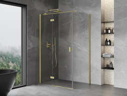 Mexen Mist-H T shower enclosure hinged left 115 x 110 cm, transparent, brushed gold - 8A5T-115-110-55-00-L