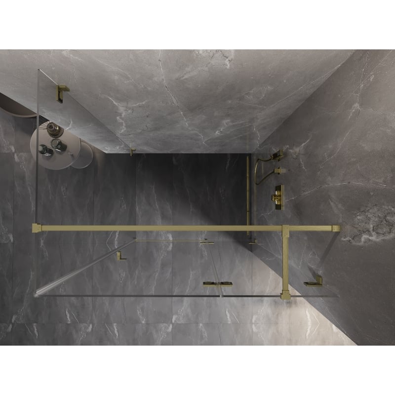 Mexen Lunar T Right Swing Shower Cabin 75 x 100 cm, Transparent, Brushed Gold - 834T-075-100-55-00-P
