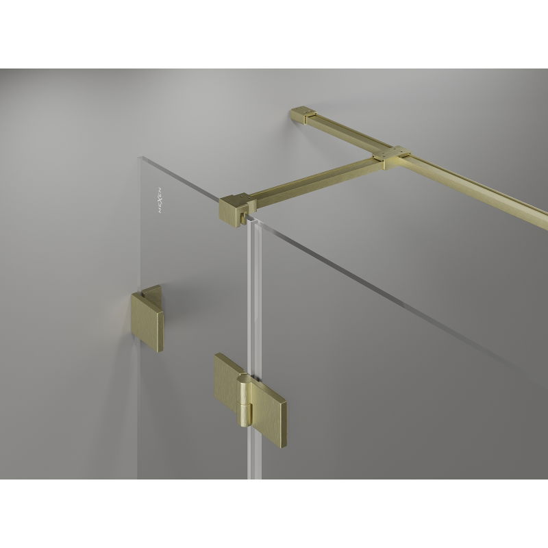 Mexen Lunar T right pivot shower cabin 80 x 70 cm, transparent, brushed gold - 834T-080-070-55-00-P