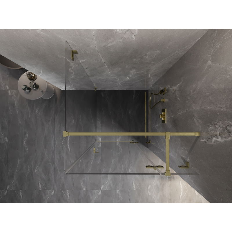 Mexen Lunar T right hinged shower cabin 80 x 80 cm, transparent, brushed gold - 834T-080-080-55-00-P