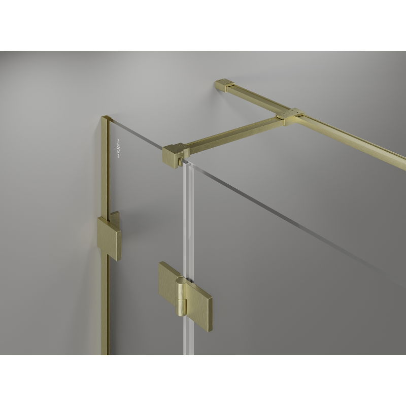 Mexen Lunar T right-hinged shower enclosure 85 x 80 cm, transparent, brushed gold - 834T-085-080-55-00-P
