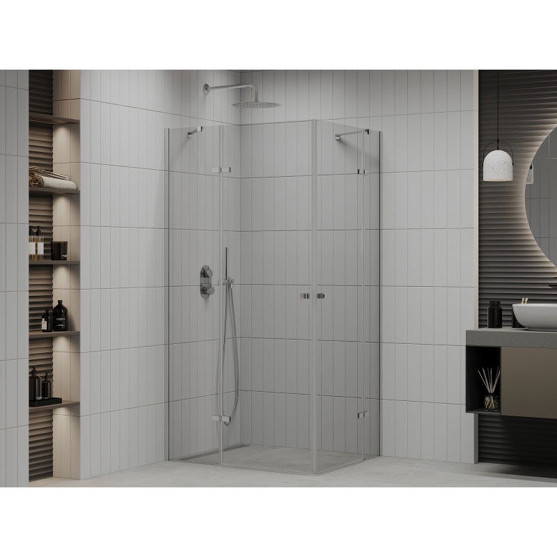 Mexen Roma Duo 80 x 70 cm Hinged Shower Enclosure, Transparent, Chrome - 854-080-070-02-00