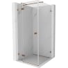 Mexen Lunar T left-side pivot shower enclosure 70 x 70 cm, transparent, rose gold - 834T-070-070-60-00-L