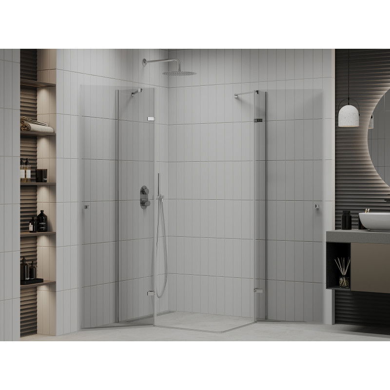 Mexen Roma Duo swing shower cabin 100 x 80 cm, transparent, chrome - 854-100-080-02-00