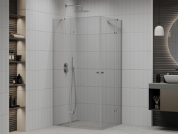 Mexen Roma Duo 100 x 90 cm Swing Shower Cabin, Transparent, Chrome - 854-100-090-02-00