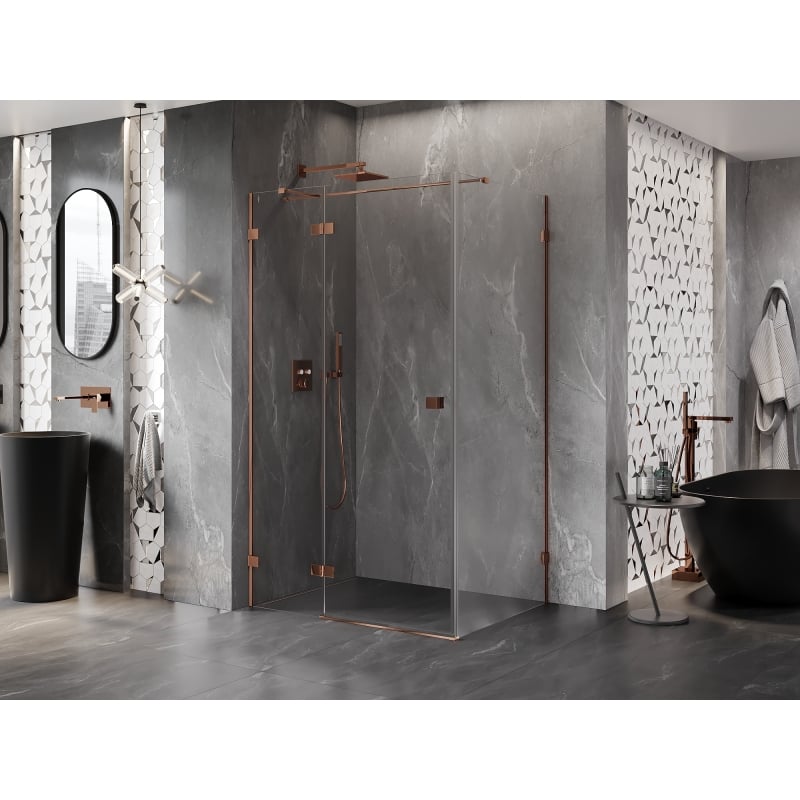 Mexen Lunar T left-hinged shower cabin 80 x 110 cm, transparent, pink gold - 834T-080-110-60-00-L