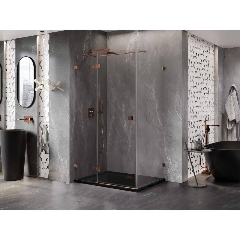 Mexen Lunar T left hinged shower cabin 85 x 100 cm, transparent, rose gold - 834T-085-100-60-00-L