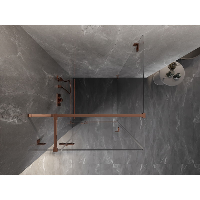 Mexen Lunar T left hinged shower cabin 90 x 90 cm, transparent, rose gold - 834T-090-090-60-00-L