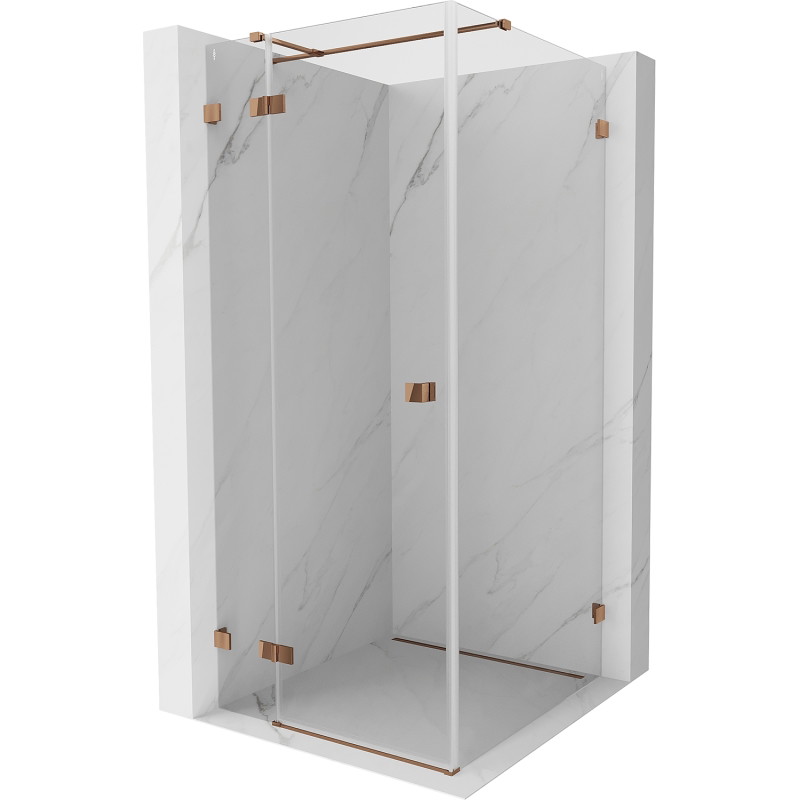 Mexen Lunar T left hinged shower cabin 90 x 90 cm, transparent, rose gold - 834T-090-090-60-00-L