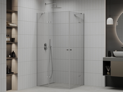 Mexen Roma Duo 120 x 70 cm Hinged Shower Enclosure, Transparent, Chrome - 854-120-070-02-00