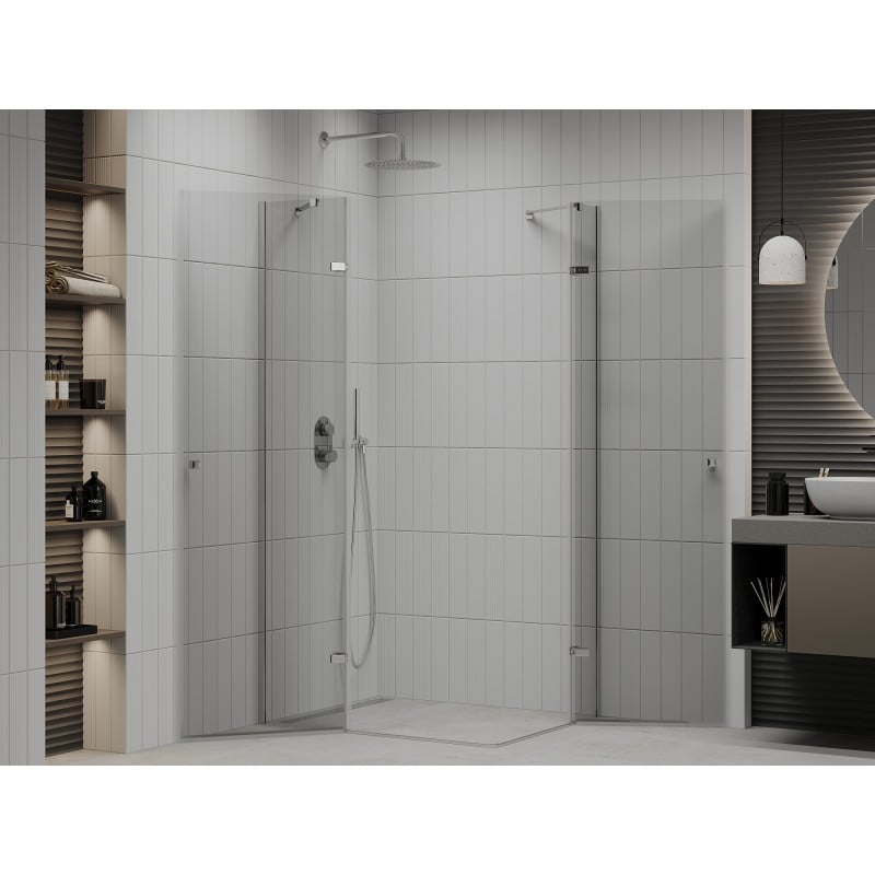 Mexen Roma Duo 120 x 90 cm Pivot Shower Enclosure, Transparent, Chrome - 854-120-090-02-00