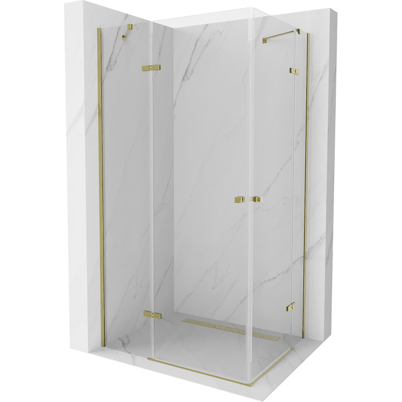 Mexen Roma Duo 80 x 70 cm hinged shower cabin, transparent, gold - 854-080-070-50-00-02