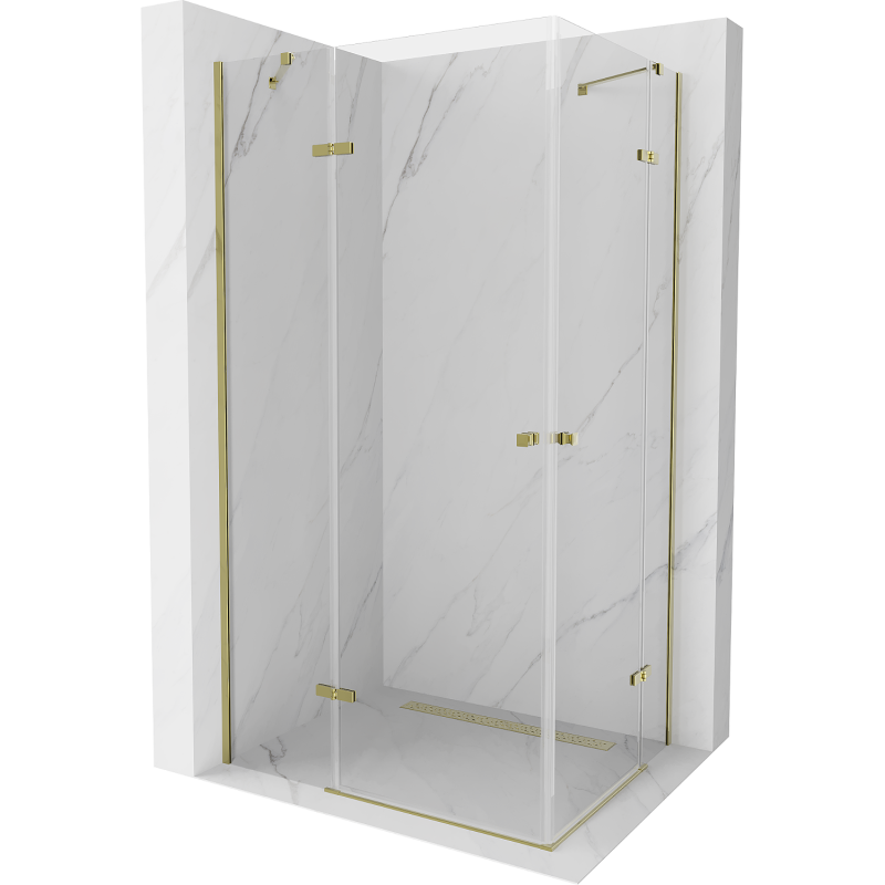 Mexen Roma Duo hinged shower cabin 80 x 70 cm, transparent, gold - 854-080-070-50-00-02