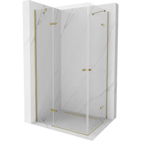 Mexen Roma Duo 80 x 70 cm hinged shower cabin, transparent, gold - 854-080-070-50-00-02