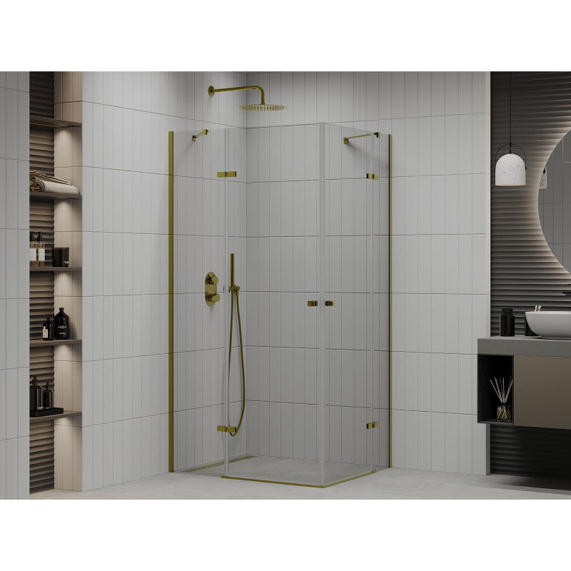 Mexen Roma Duo hinged shower cabin 80 x 70 cm, transparent, gold - 854-080-070-50-00-02