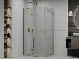 Mexen Roma Duo hinged shower cubicle 90 x 80 cm, Transparent, Gold - 854-090-080-50-00-02