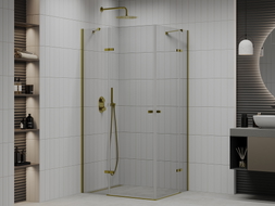 Mexen Roma Duo shower cabin with hinged doors 90 x 80 cm, transparent, gold - 854-090-080-50-00-02