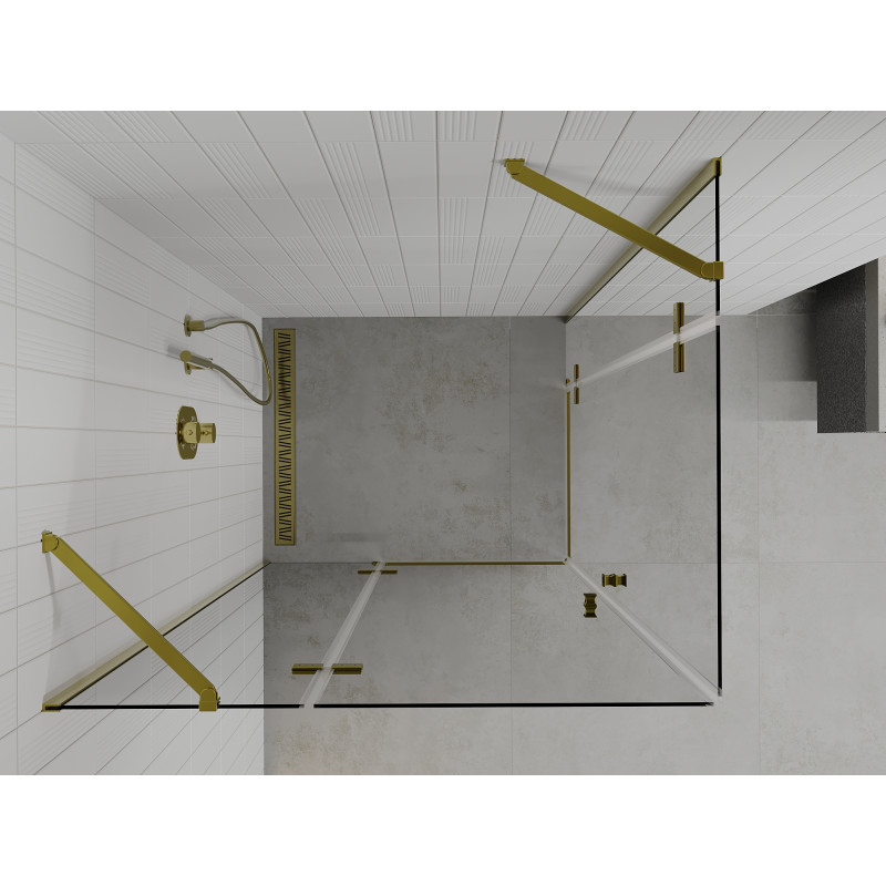 Mexen Roma Duo shower cabin with hinged doors 90 x 80 cm, transparent, gold - 854-090-080-50-00-02
