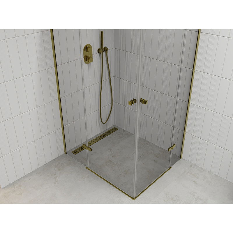 Mexen Roma Duo Hinged Shower Cabin 90 x 80 cm, Transparent, Gold - 854-090-080-50-00-02