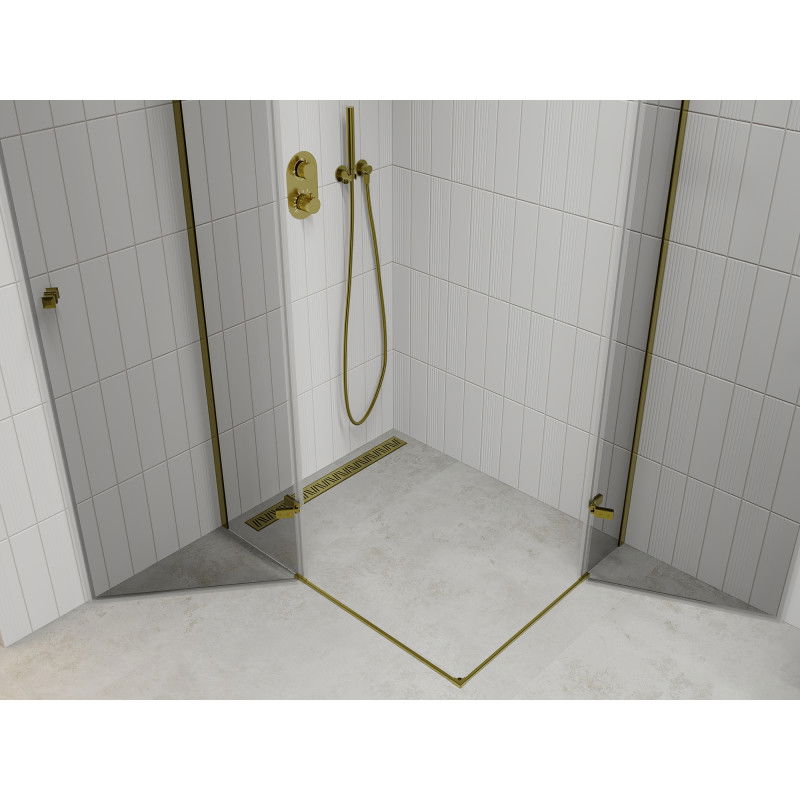 Mexen Roma Duo hinged shower cabin 100 x 90 cm, transparent, gold - 854-100-090-50-00-02