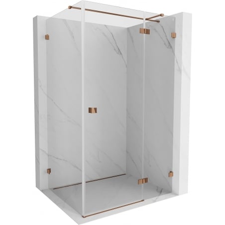 Mexen Lunar T hinged shower enclosure right 85 x 70 cm, transparent, rose gold - 834T-085-070-60-00-P