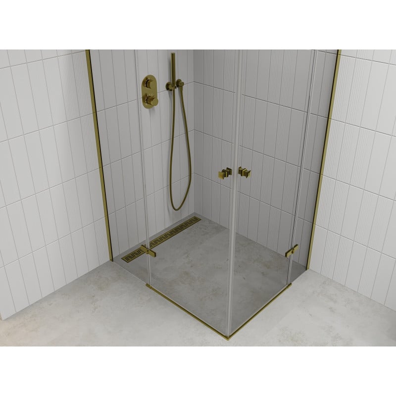 Mexen Roma Duo Shower Enclosure Hinged 100 x 90 cm, Transparent, Gold - 854-100-090-50-00-02